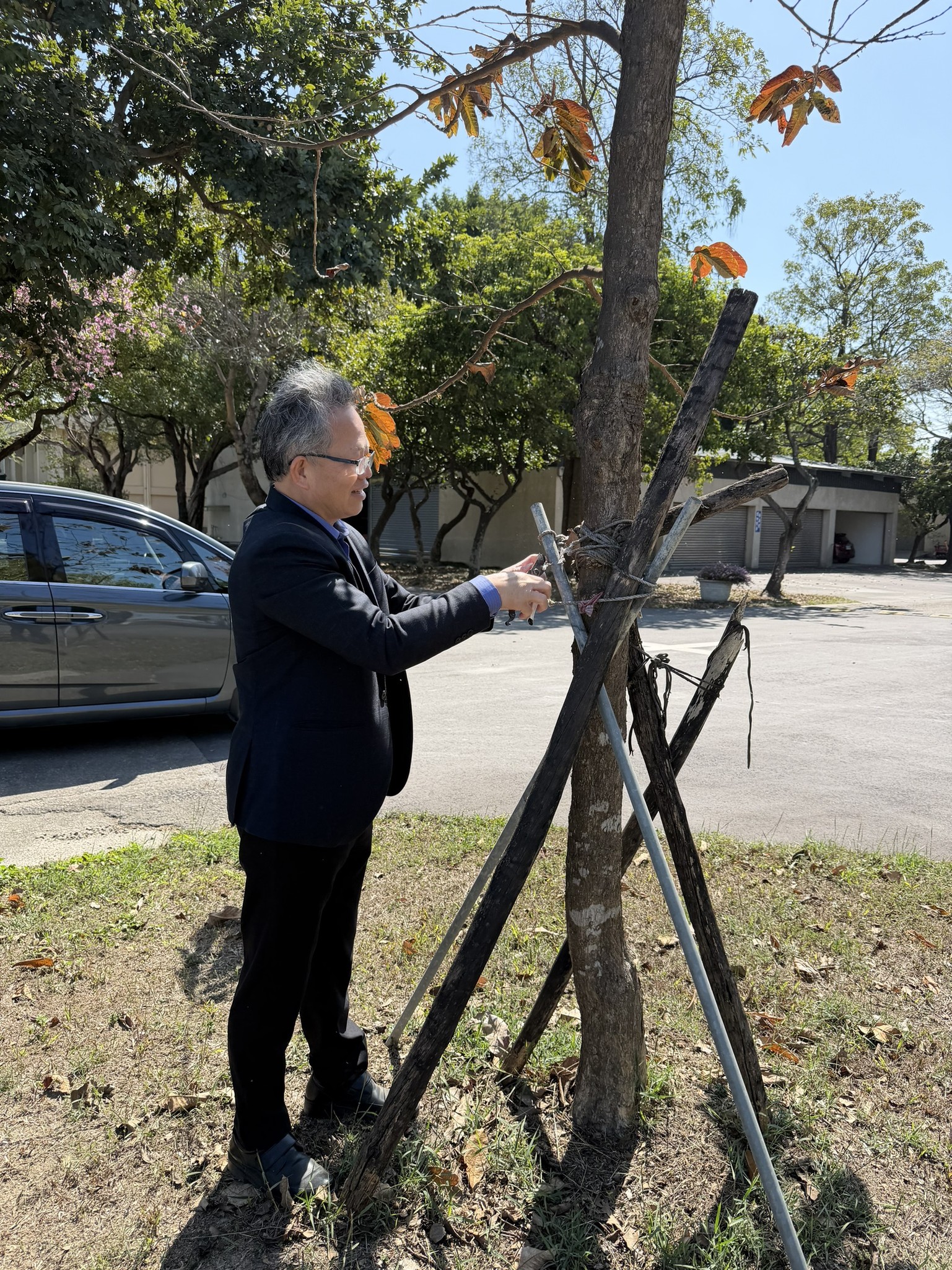 林試所曾彥學所長指導本場路樹修剪技巧。