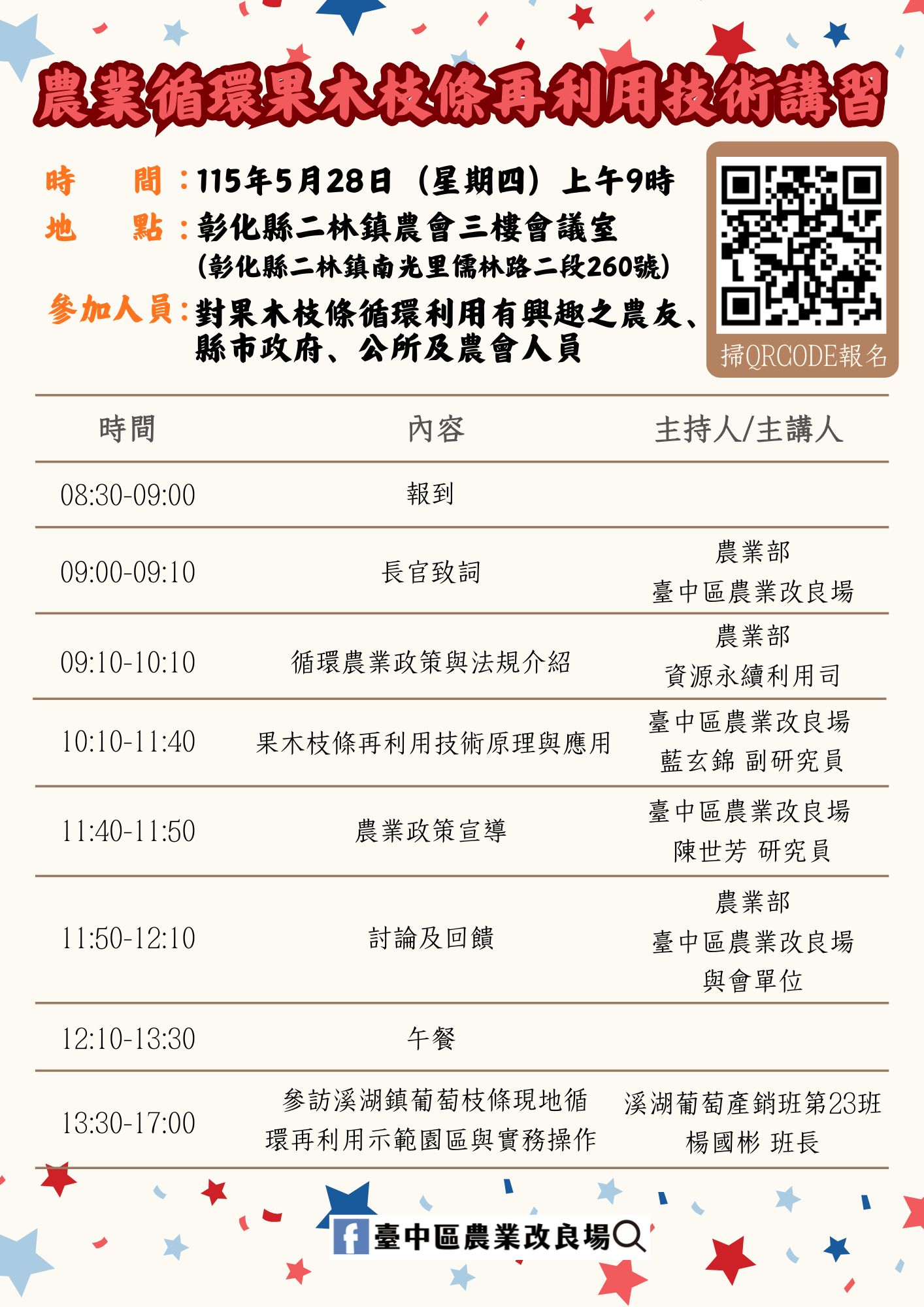 05月14日 【課程報名資訊】農業循環果木枝條再利用講習
