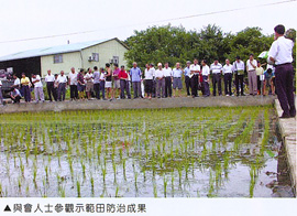 與會人士參觀示範田防治成果