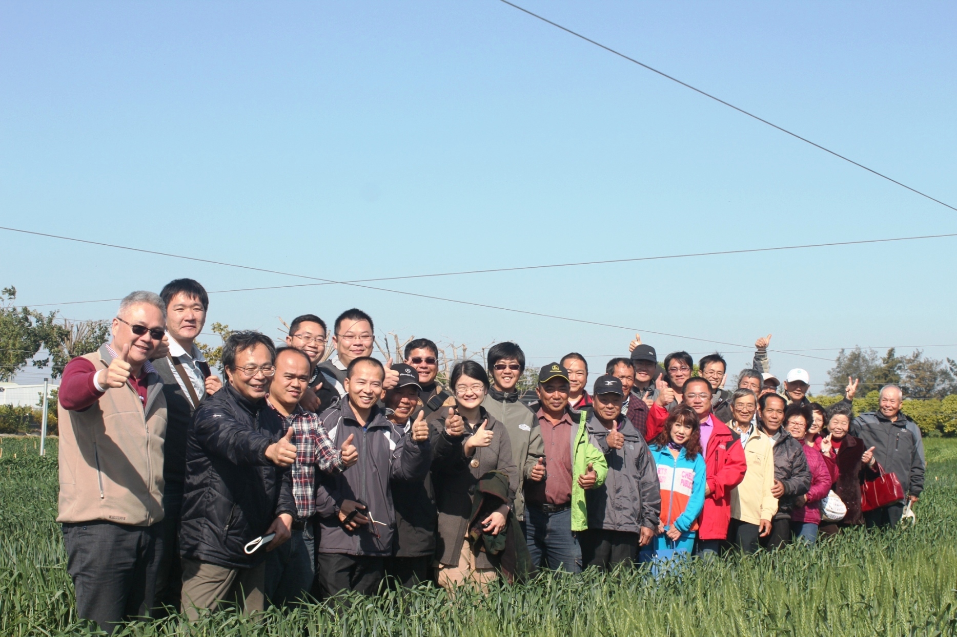 好農壯遊農友們與本場同仁於小麥試驗田合影